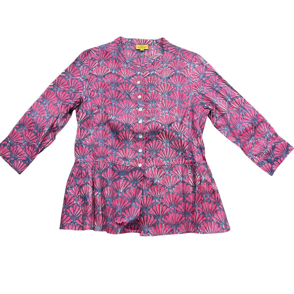 Robert Roller Rabbit Small Blouse Button Up 100% … - image 1